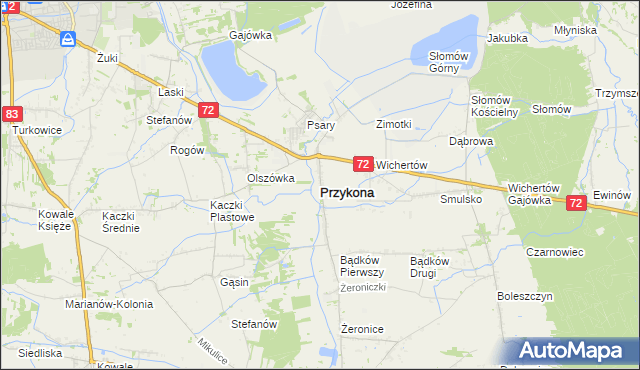 mapa Przykona, Przykona na mapie Targeo