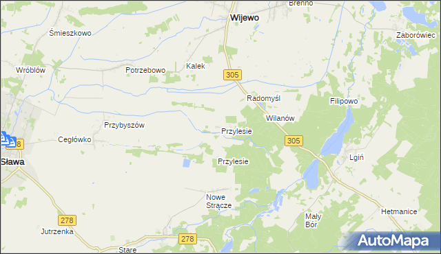 mapa Przylesie gmina Wijewo, Przylesie gmina Wijewo na mapie Targeo