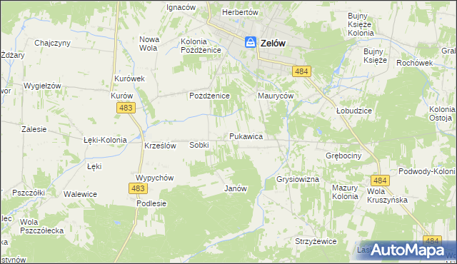 mapa Pukawica, Pukawica na mapie Targeo