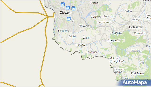 mapa Puńców, Puńców na mapie Targeo