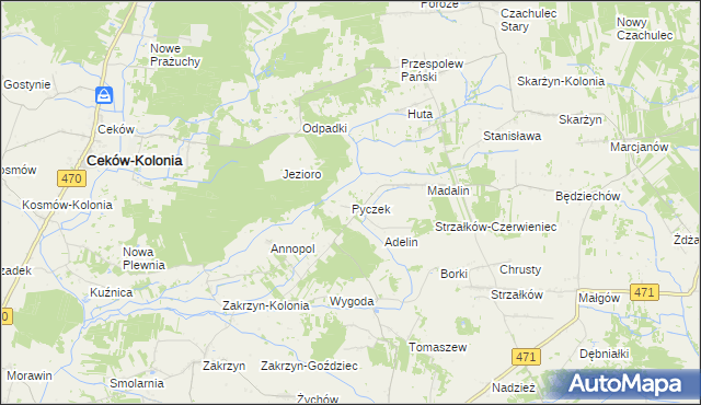 mapa Pyczek, Pyczek na mapie Targeo