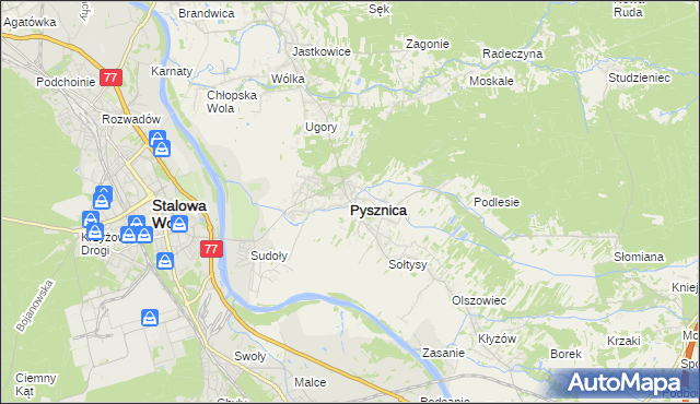 mapa Pysznica, Pysznica na mapie Targeo