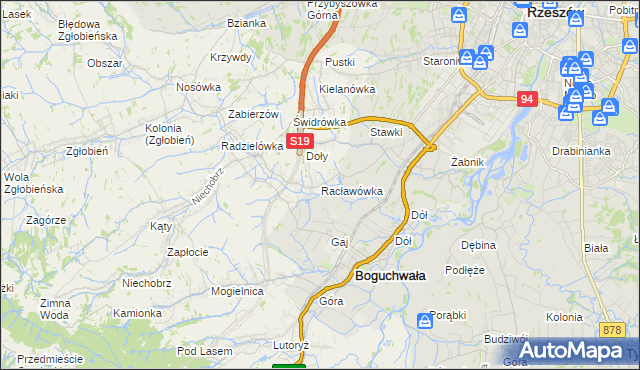 mapa Racławówka, Racławówka na mapie Targeo