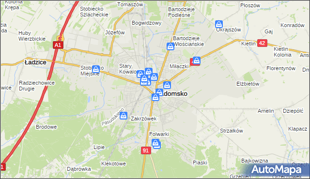 mapa Radomsko, Radomsko na mapie Targeo