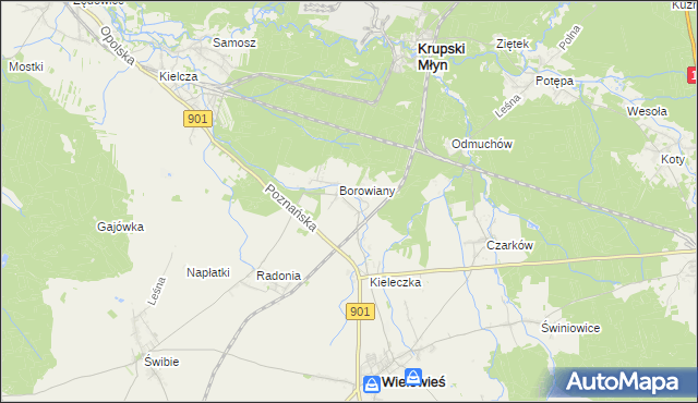 mapa Raduń gmina Wielowieś, Raduń gmina Wielowieś na mapie Targeo