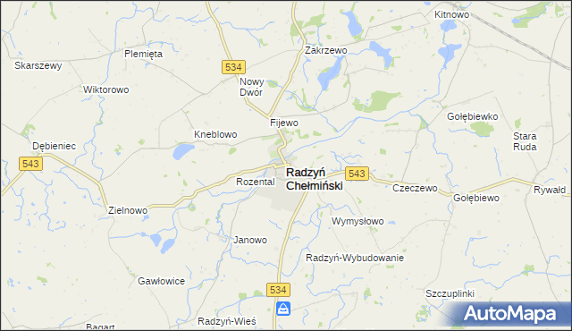 mapa Radzyń Chełmiński, Radzyń Chełmiński na mapie Targeo