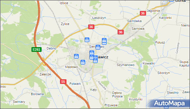 mapa Rawicz, Rawicz na mapie Targeo