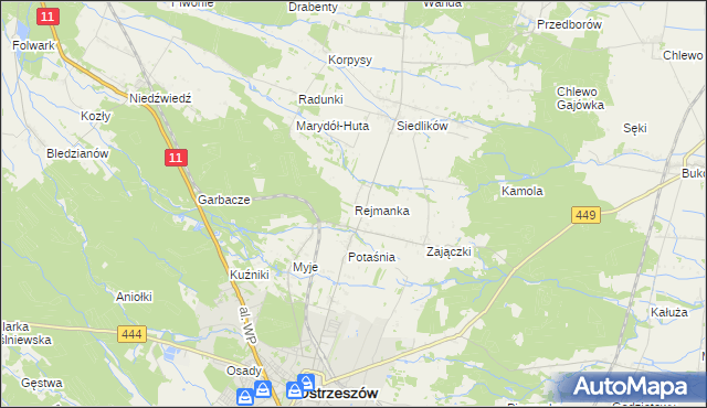 mapa Rejmanka, Rejmanka na mapie Targeo