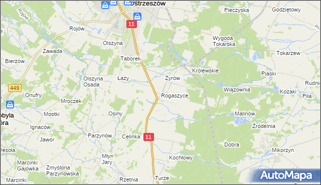 mapa Rogaszyce gmina Ostrzeszów, Rogaszyce gmina Ostrzeszów na mapie Targeo