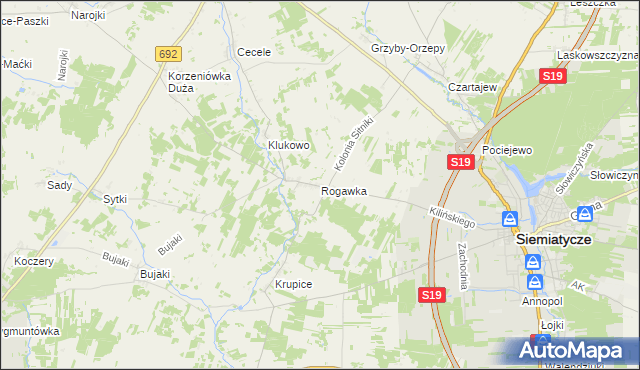 mapa Rogawka, Rogawka na mapie Targeo