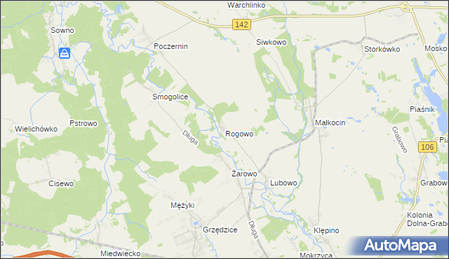 mapa Rogowo gmina Stargard, Rogowo gmina Stargard na mapie Targeo