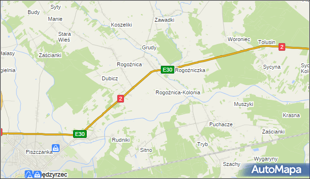 mapa Rogoźnica-Kolonia, Rogoźnica-Kolonia na mapie Targeo