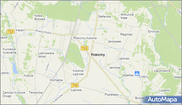 mapa Rokiciny powiat tomaszowski, Rokiciny powiat tomaszowski na mapie Targeo