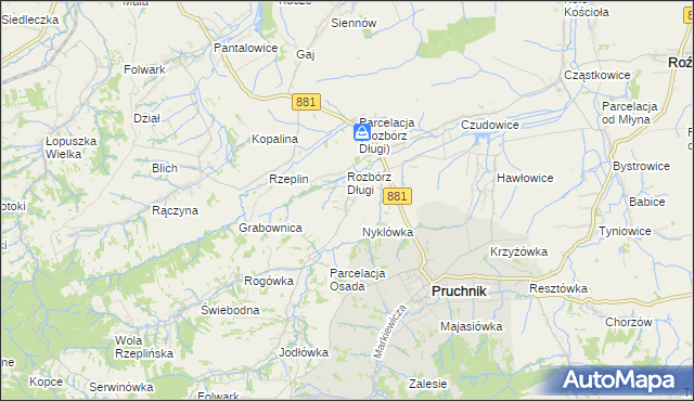 mapa Rozbórz Okrągły, Rozbórz Okrągły na mapie Targeo