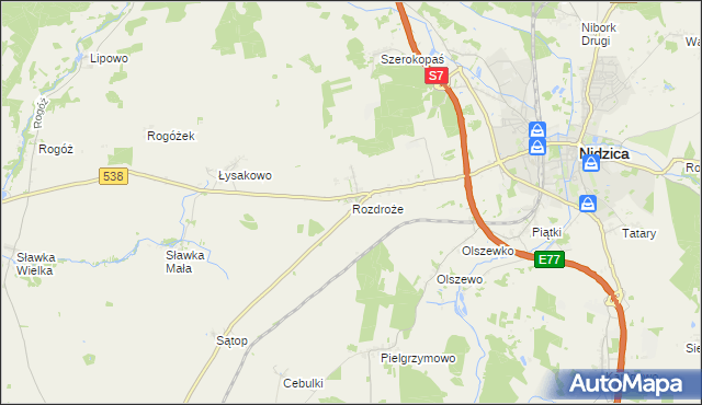 mapa Rozdroże, Rozdroże na mapie Targeo