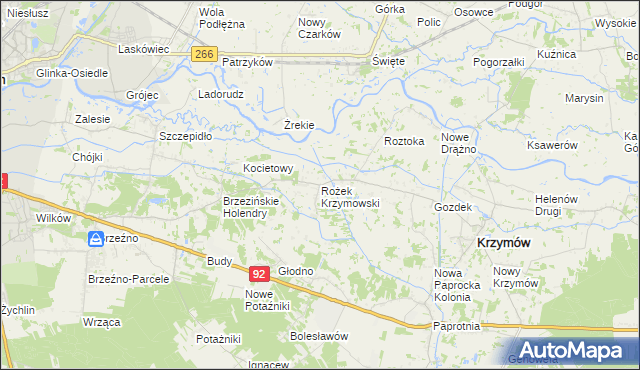 mapa Rożek Krzymowski, Rożek Krzymowski na mapie Targeo