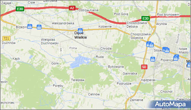 mapa Ruda gmina Dębe Wielkie, Ruda gmina Dębe Wielkie na mapie Targeo