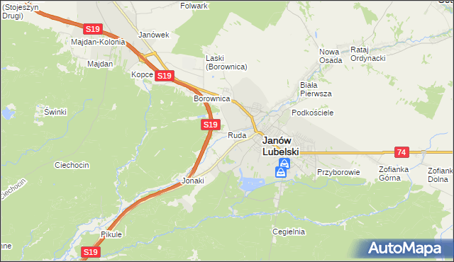 mapa Ruda gmina Janów Lubelski, Ruda gmina Janów Lubelski na mapie Targeo