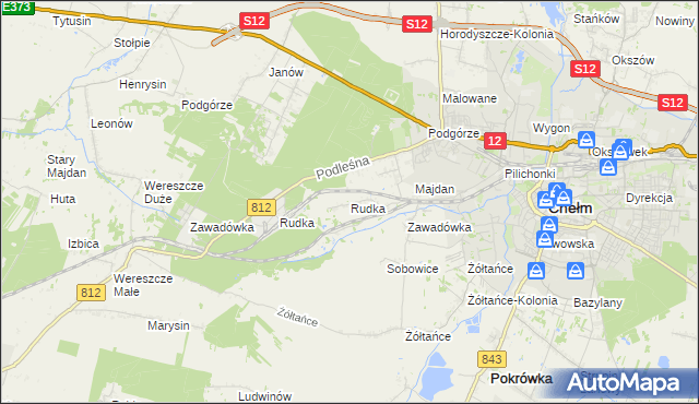 mapa Rudka gmina Chełm, Rudka gmina Chełm na mapie Targeo