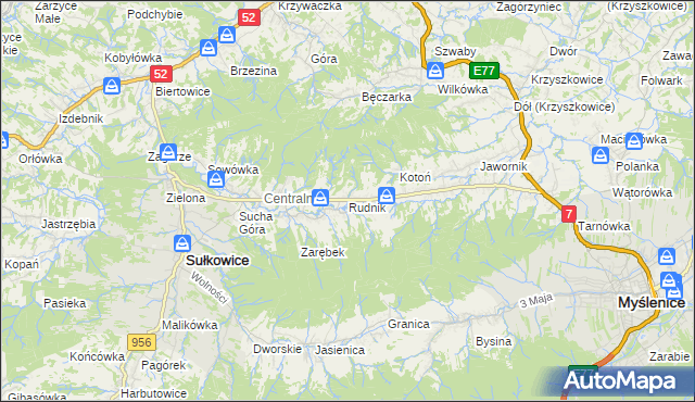 mapa Rudnik gmina Sułkowice, Rudnik gmina Sułkowice na mapie Targeo