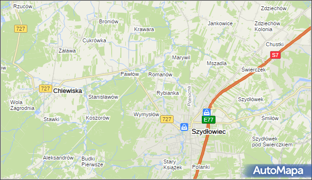 mapa Rybianka, Rybianka na mapie Targeo