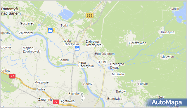 mapa Rzeczyca Okrągła, Rzeczyca Okrągła na mapie Targeo