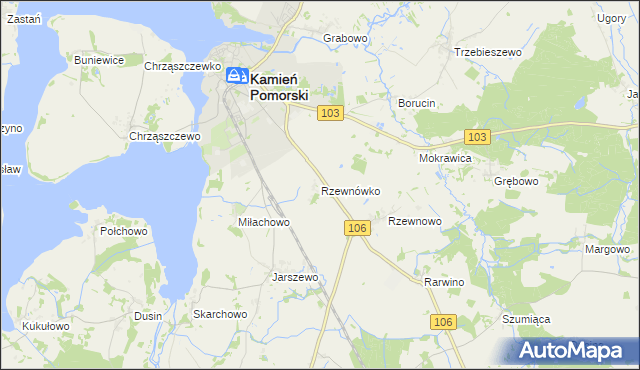 mapa Rzewnówko, Rzewnówko na mapie Targeo