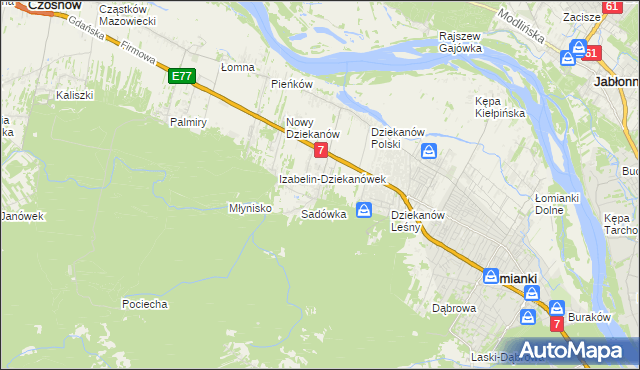 mapa Sadowa gmina Łomianki, Sadowa gmina Łomianki na mapie Targeo
