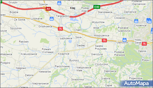 mapa Siedlec gmina Bochnia, Siedlec gmina Bochnia na mapie Targeo
