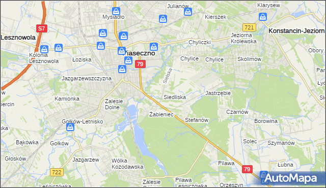 mapa Siedliska gmina Piaseczno, Siedliska gmina Piaseczno na mapie Targeo