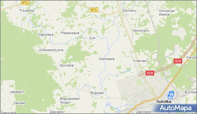 mapa Sierbowce, Sierbowce na mapie Targeo