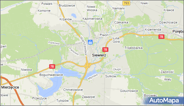 mapa Siewierz, Siewierz na mapie Targeo