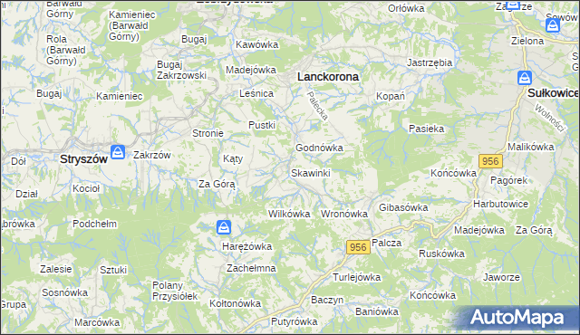 mapa Skawinki, Skawinki na mapie Targeo