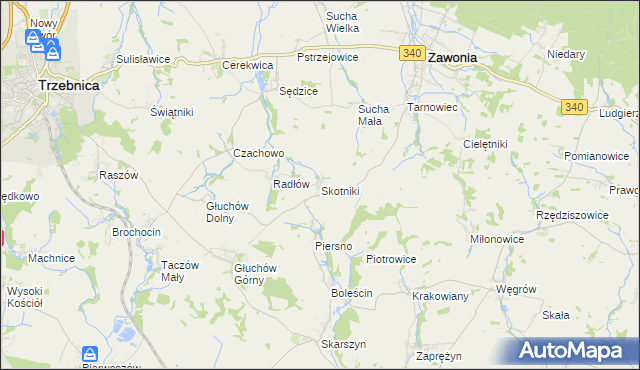 mapa Skotniki gmina Zawonia, Skotniki gmina Zawonia na mapie Targeo