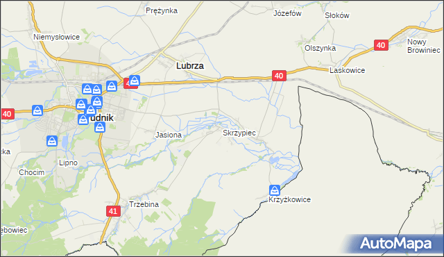 mapa Skrzypiec gmina Lubrza, Skrzypiec gmina Lubrza na mapie Targeo