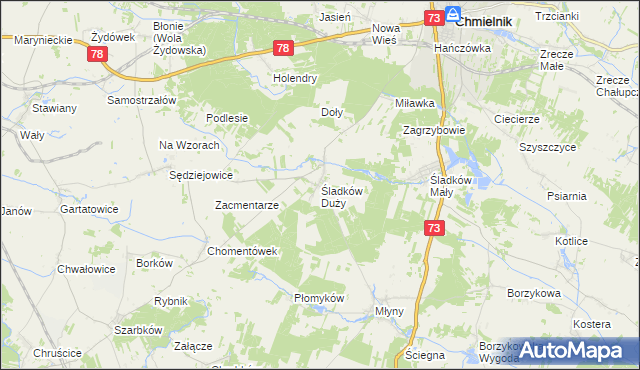 mapa Śladków Duży, Śladków Duży na mapie Targeo