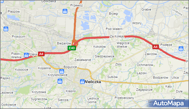 mapa Śledziejowice, Śledziejowice na mapie Targeo