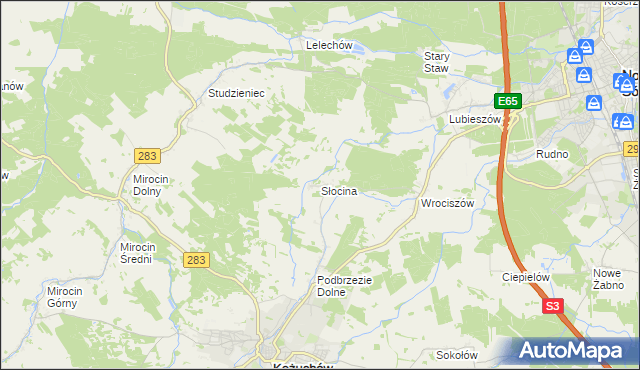 mapa Słocina, Słocina na mapie Targeo