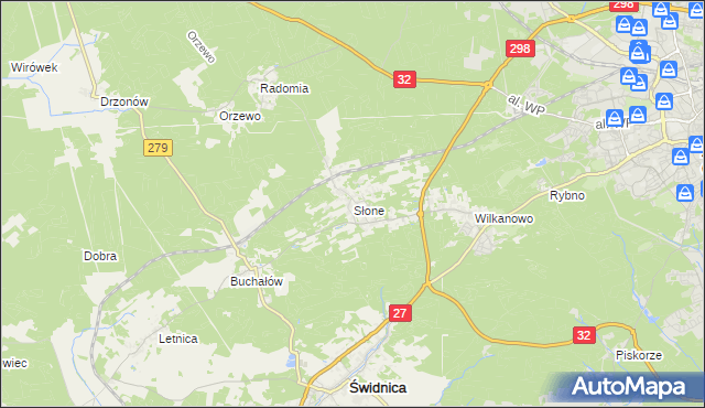 mapa Słone gmina Świdnica, Słone gmina Świdnica na mapie Targeo