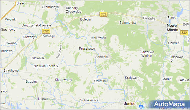 mapa Sobieski gmina Joniec, Sobieski gmina Joniec na mapie Targeo