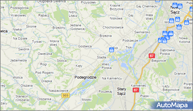 mapa Stadła, Stadła na mapie Targeo