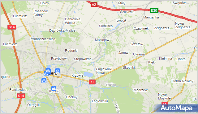 mapa Stare Łagiewniki, Stare Łagiewniki na mapie Targeo