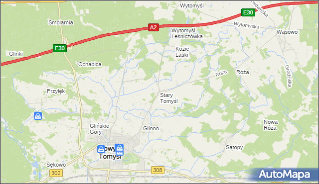 mapa Stary Tomyśl, Stary Tomyśl na mapie Targeo