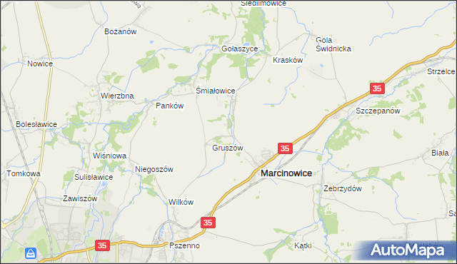 mapa Stefanowice gmina Marcinowice, Stefanowice gmina Marcinowice na mapie Targeo