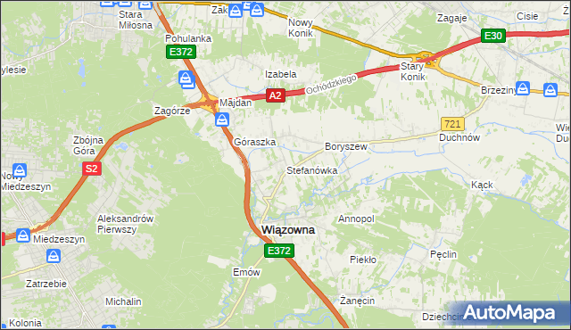 mapa Stefanówka gmina Wiązowna, Stefanówka gmina Wiązowna na mapie Targeo
