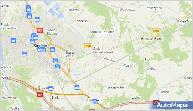 mapa Stok Lacki, Stok Lacki na mapie Targeo