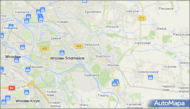 mapa Strachocin gmina Wrocław, Strachocin gmina Wrocław na mapie Targeo