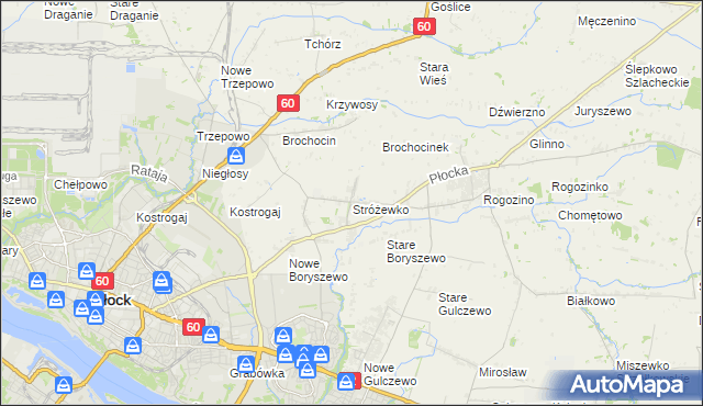 mapa Stróżewko gmina Radzanowo, Stróżewko gmina Radzanowo na mapie Targeo