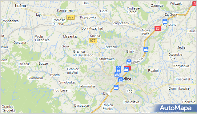 mapa Stróżówka, Stróżówka na mapie Targeo