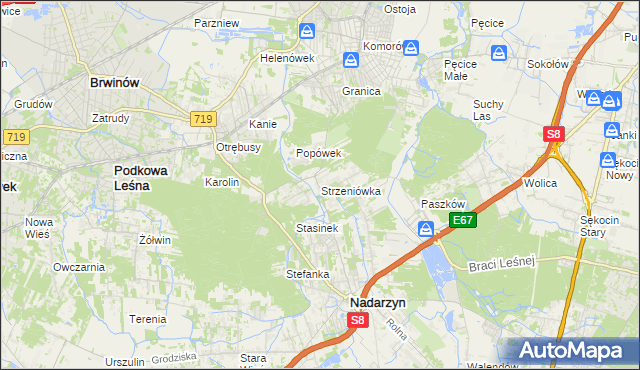 mapa Strzeniówka, Strzeniówka na mapie Targeo